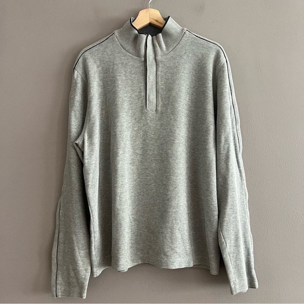 Boss Hugo Boss Men’s Regular Fit Pullover Sweatshirt Jacket 1/4 Snap Gray Sz XL